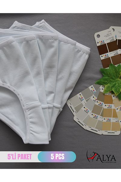 ALYA UNDERWEAR Girl's Heart Woven Rubber Cotton Fabric Briefs Panties 5 Pack (5 Pieces White)