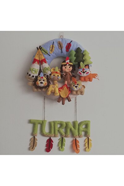 Keçevi Kızılderili Temalı Kız Bebek Kapı/Duvar Süsü