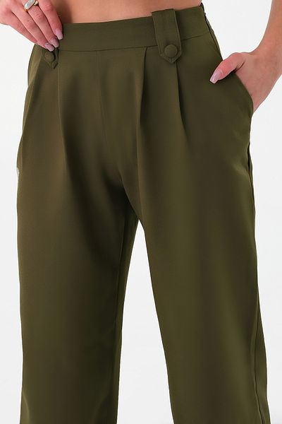Hazel Women's Khaki Buttoned High Waist Palazzo Pants