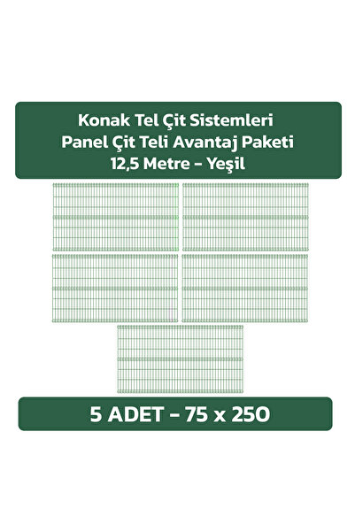 Konak Tel Çit Aksaray 5 Adet Bahçe Panel Çit Teli 75x250 cm 4.mm Tel Kalınlığ...