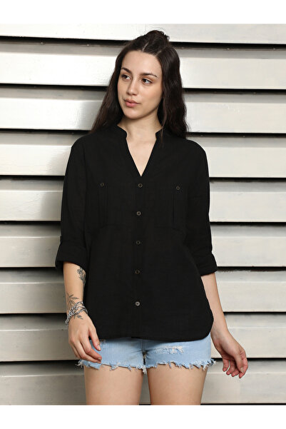 High Star By Styli Solid Casual Shirt with Roll-Up Sleeves