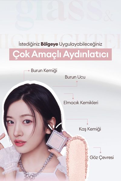 CLIO Clio Glass&Highlighter (01 Moon Glow) - Natural Look, Offering Pink, Luminous Illuminating Luxury Koshort