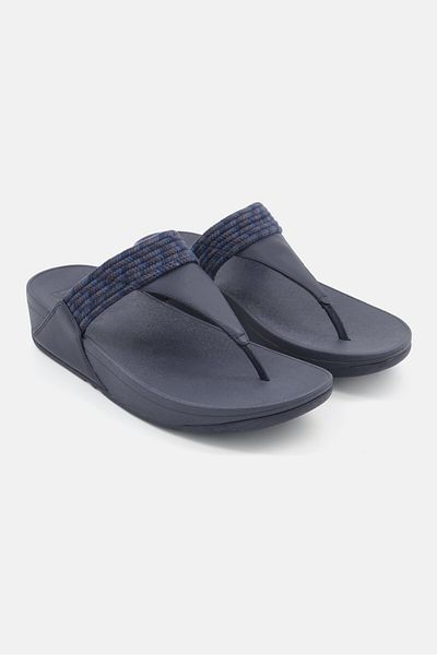 Fitflop صندل نسائي من Lulu Art-Webbing Toe-Post باللون الأزرق الداكن