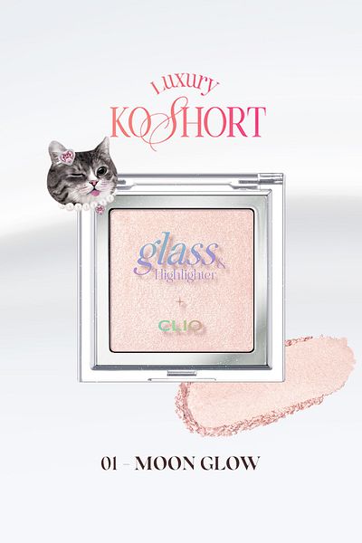 CLIO Clio Glass&Highlighter (01 Moon Glow) - Natural Look, Offering Pink, Luminous Illuminating Luxury Koshort