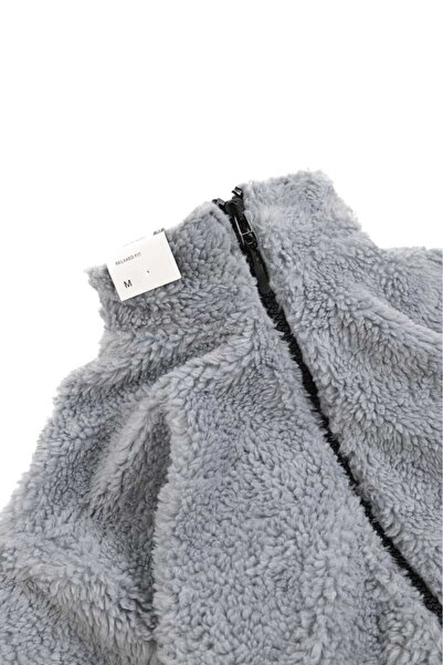 RANESA Ανδρικό Γκρι Oversize Λούτρινο Μπουφάν