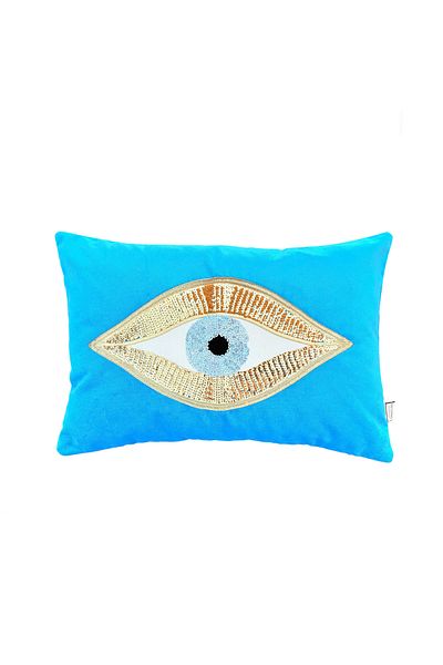 ge living Decorative Eye Patterned Velvet Throw Pillow Cover (35 X 50)