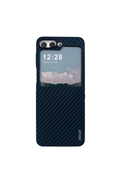 Nettech Samsung Galaxy Z Flip 5 Uyumlu Karbon Seri Arka Koruma Kılıf - Lacivert