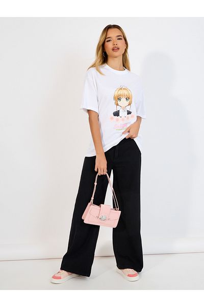 Styli Tohru Honda Graphic Puff Print Oversized T-Shirt