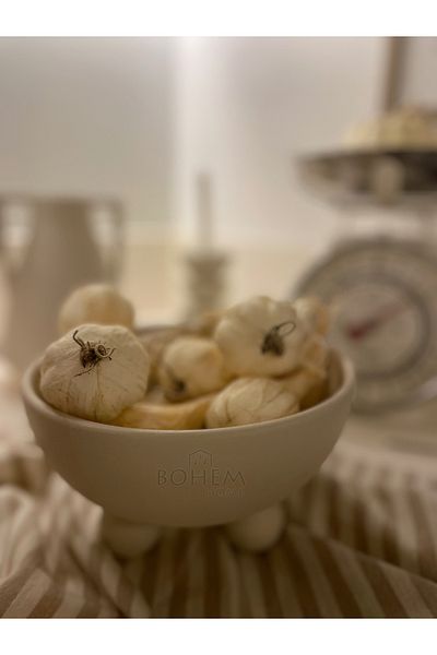 Home Beige Ceramic Ball Footed Bowl