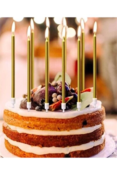 turkuaz parti 6'LI GOLD MUM UZUN BOY 15 CM