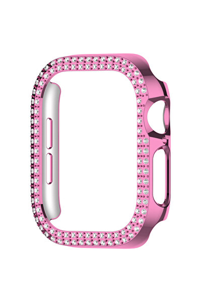 Techmaster Apple Watch 10. Nesil 46mm Uyumlu Parlak Taşlı 360 Tam Koruma Kapak Kılıf