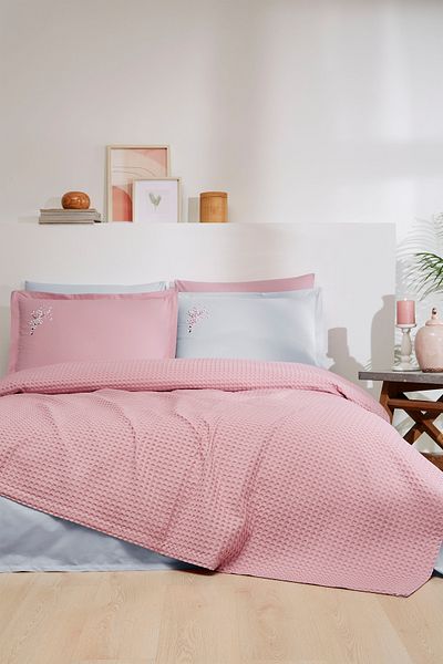 Özdilek Waffle Single Embroidered Pique Set