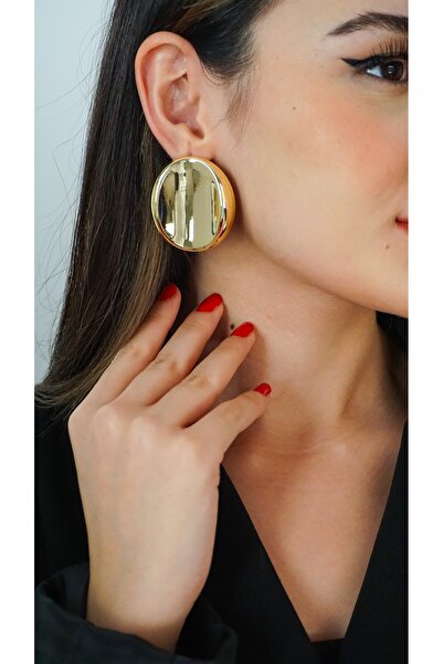 TRENDTAKI Oval Küpe Altın Kaplama Çelik 0013