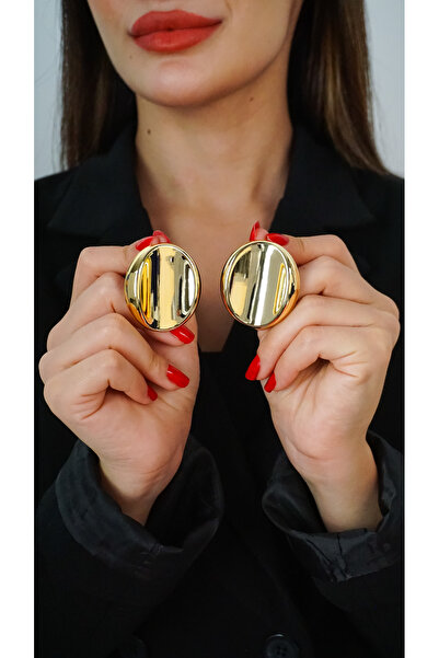 TRENDTAKI Oval Küpe Altın Kaplama Çelik 0013