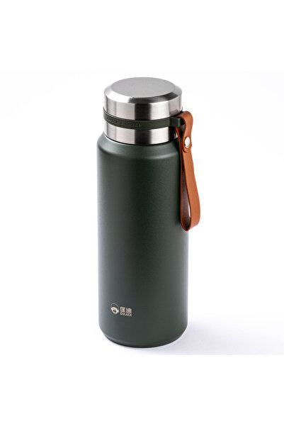 Tantitoni OKADI DERİ ASKILI YEŞİL PASLANMAZ ÇELİK TERMOS 800ML