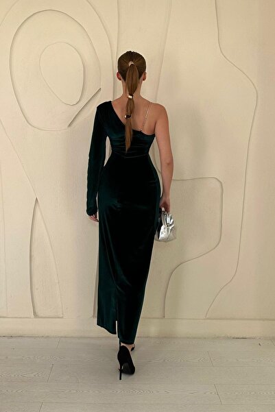Elbee Fashion Woman Tek Omuzlu Taş Askılı Elbise