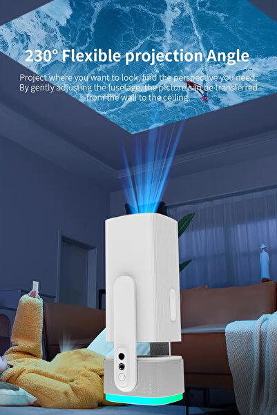 Happy Owl Android 11 Şarjlı Projeksiyon 1080p 200 AnsiLümen Akıllı Taşınabilir Projektör 4K Projeksiyon Cihazı