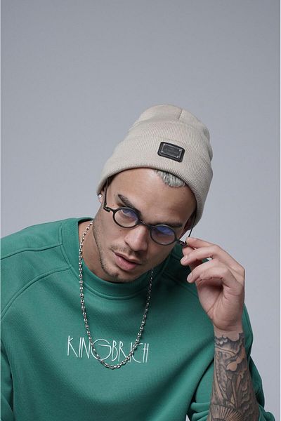 king brich Unisex χοντρό απλό μπερέ με λεπτομέρεια ετικέτας λογότυπου
