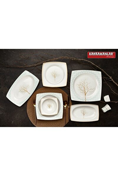 Kahramanlar Zümrüt 5707 Kare Bone 55 Parça Yemek Takımı
