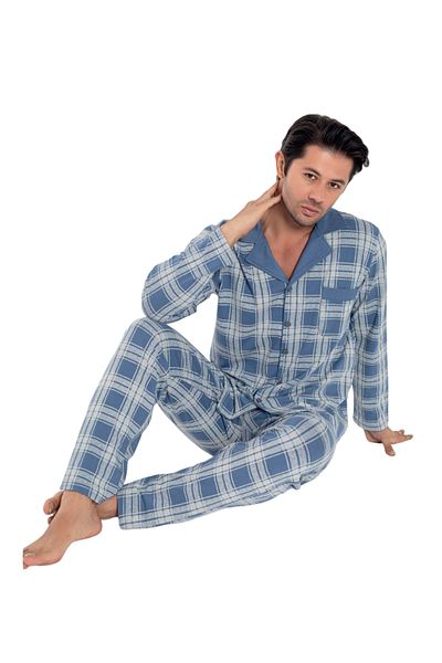 Olivera Long Sleeve Size Buttoned Men's Pjamas Suit Dfn3047