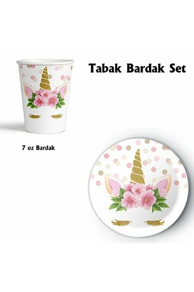 My Paper Craft Set of 8 Unicorn Plates and Glasses