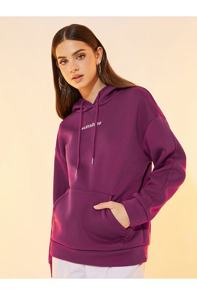 Styli Sunshine Embroidery Text Oversized Hoodie