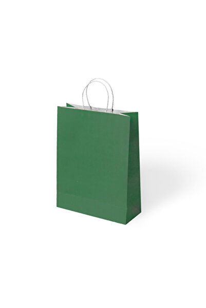 Muka Yeşil Büküm Saplı Kraft Çanta 18x24 Cm Pakette 24 Ad.