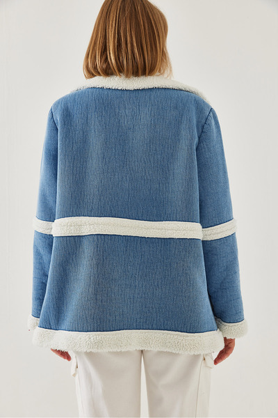 Bianco Lucci Kadın Kuzu Lamineli Çift Cepli Mont 2450 60451016