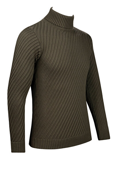 Çizgi Triko Men's Full Fisherman Knitwear Sweater Patterned Sleeves and Waist Elastic Regular Fit-5024E