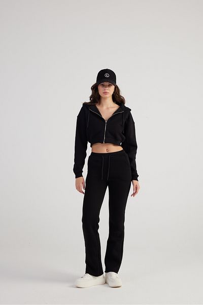 HOLLY LOLLY Ψηλόμεσο ίσιο κόψιμο Raised Mixed Sweatpants Μαύρο