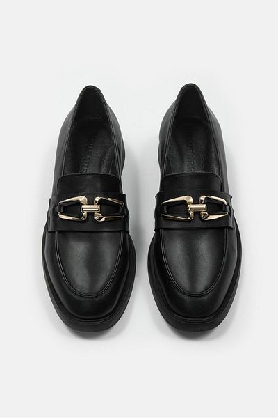 NILUFARR Jimena Black Genuine Leather Women's Loafer