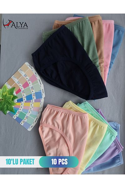 ALYA UNDERWEAR Fata - Chelner Bumbac Tesatura Colorati Slip Chilote Pachet 10 - X16