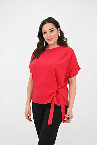 Koza Butik Women's Plus Size Side Lacing Detail Blouse 1860-25