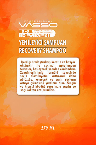 VASSO WOMEN Yıpranmış Saçlar Için Keratinli Acil Kurtarma Bakım Şampuanı 270 ml
