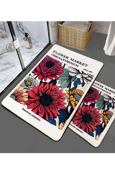 Chilai Home Set of 2 Flower Market Bath Mats Djtbanyo