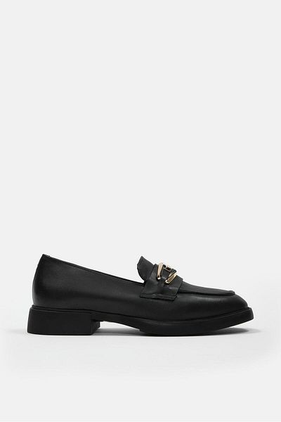 NILUFARR Jimena Black Genuine Leather Women's Loafer
