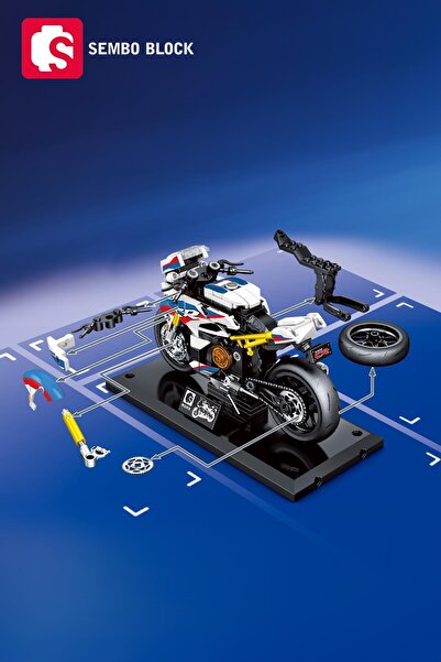 Sembo Block دراجة نارية رياضية بيضاء مكونة من 238 قطعة متوافقة مع Lego ( 714535 )