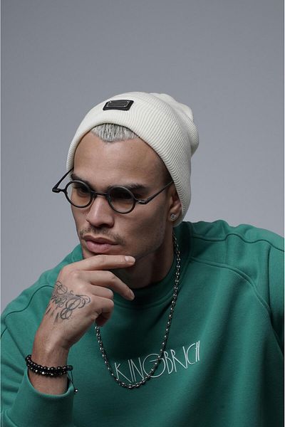 king brich Unisex Thick Plain Beret with Logo Label Detail