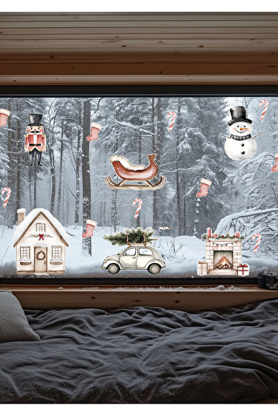 WALLHUMAN Yılbaşı-Kış Gezintisi Çocuk Bebek Odası Sticker Set