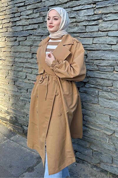 Genel Markalar Frau Bel Büzgülü Trençkot - Camel