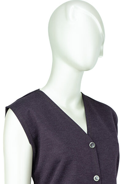 Oppland Зимова жіноча жилетка - однотонна модель Sahra, сучасне плетіння Ecrin, на ґудзиках і з двома кишенями