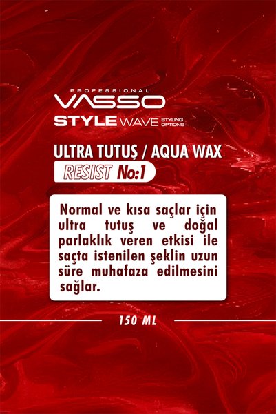 Vasso Men Kısa Saçlar Için 24 Saat Ultra Tutuş Ve Parlaklık Veren Wax - Resist Pro Aqua 150 ml