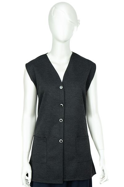 Oppland Winter Mother's Vest - Solid Color Sahara Model, Modern Ecrin Knitted with Buttons and Double Pockets