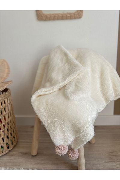 AFRALYAHOME Baby Blanket 110X100 cm Sheep Hair Pompom Blanket Baby Blanket Organic Stroller Cover