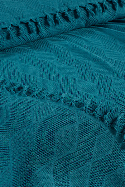 DONATEV Double Petrol Jacquard Pattern Cotton Pique 220X240 cm / 4 Seasons