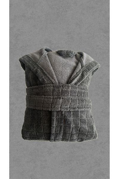 HIZSOY TEKSTİL Μπουρνούζι Lux Unisex με κουκούλα Jacquard - Anthracite