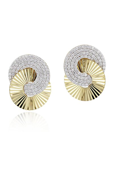 New Obsessions Special Series Crimp Detailed Fan Model Steel Earrings