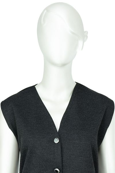 Oppland Winter Mother's Vest - Solid Color Sahara Model, Modern Ecrin Knitted with Buttons and Double Pockets