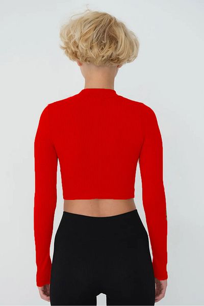 buğlem collection Half Turtleneck Long Sleeve Ribbed Camisole Crop