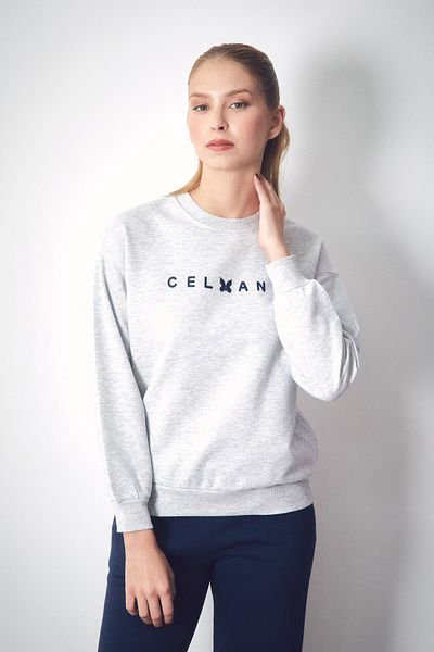 Fulla Moda Φούτερ με λαιμόκοψη με 3 κλωστές